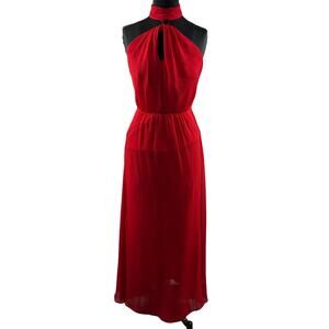White by Vera Wang Red Evening Gown Sleeveless Choker Neckline Maxi Size 2